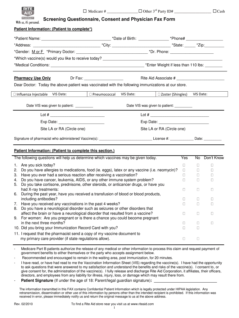 Cdc Flu VACcine Consent Form 2019 2020