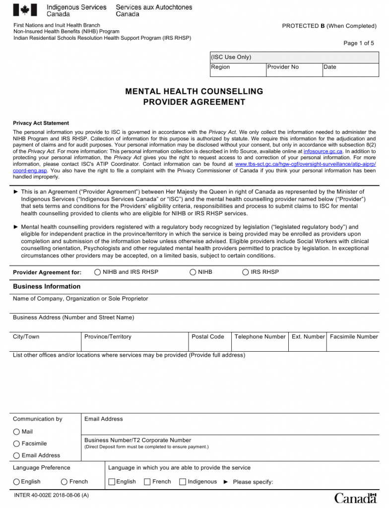 Counselling Informed Consent Form Canada