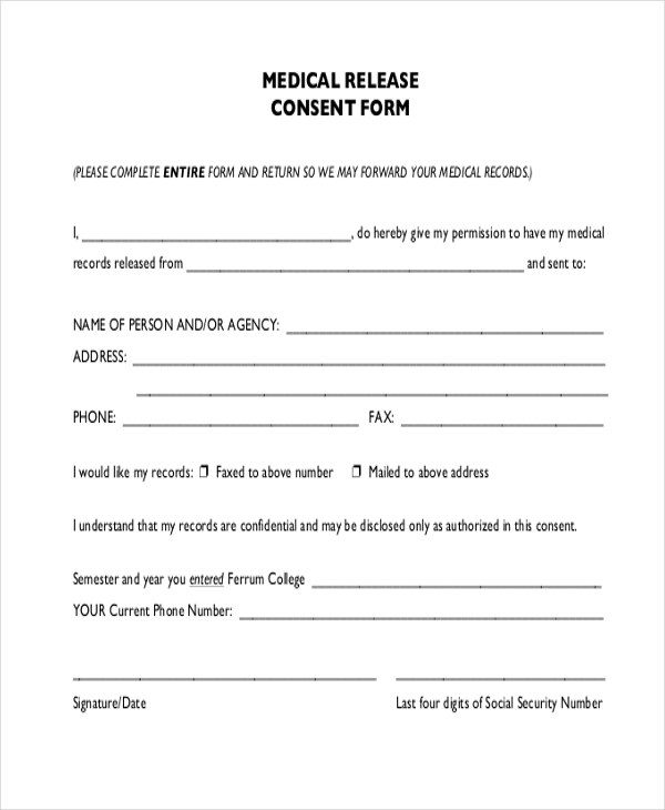 Consent And Release Form