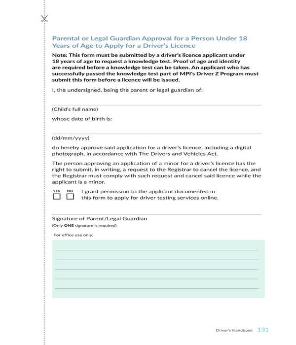 Parents Consent Form For Learning Licence Punjab