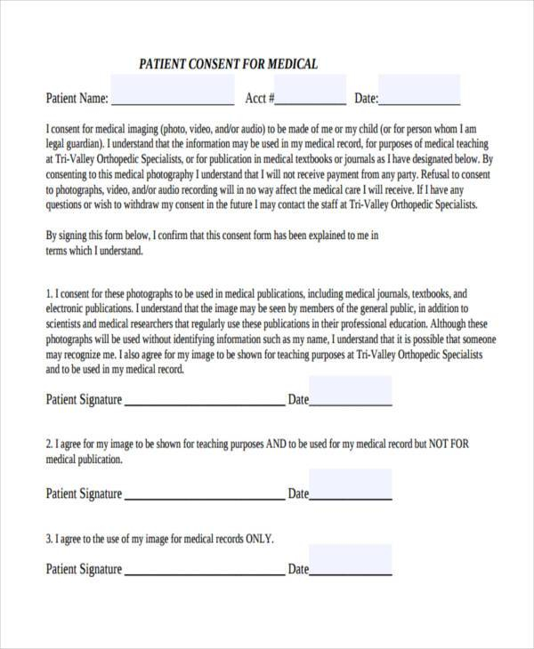 Consent Form Sample For Patient
