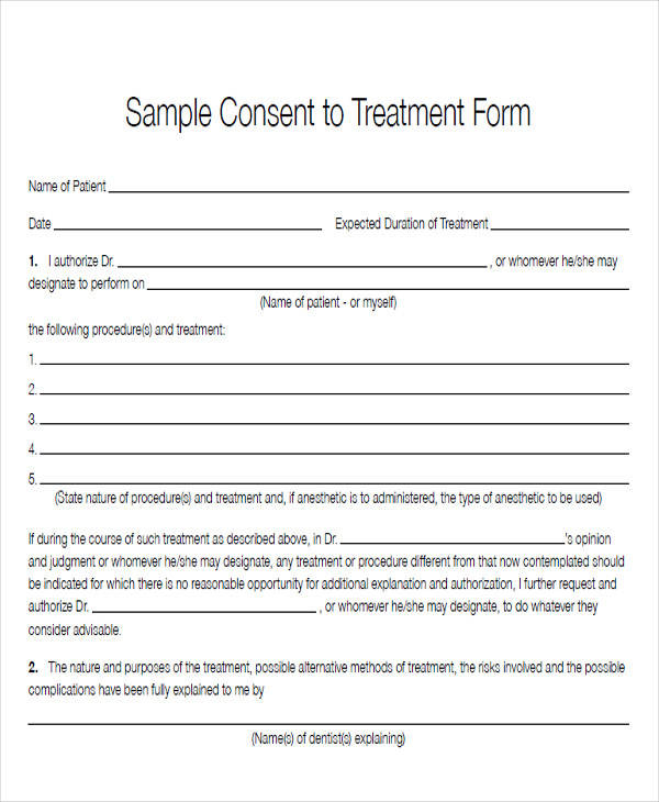 Patient Consent Form For Treatment