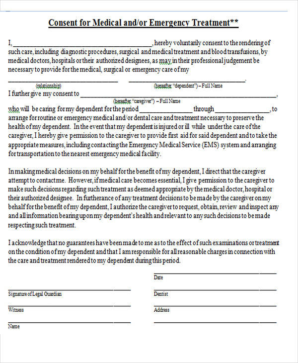 Patient Consent Form For Treatment