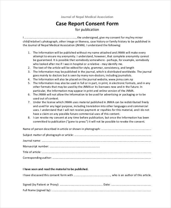 Case Report Consent Form Pdf