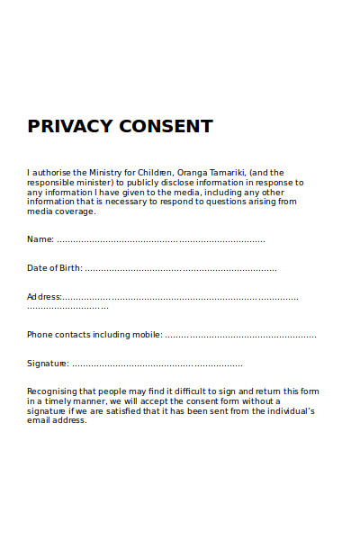 PriVACy Consent Form