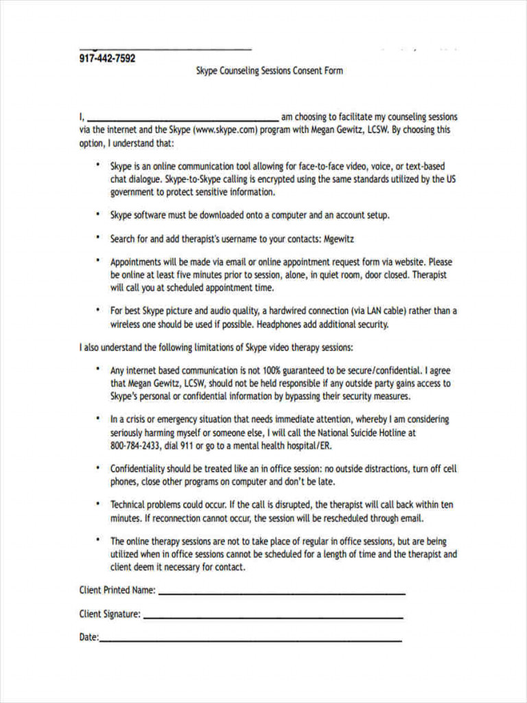 Online Consent Form Printable Consent Form