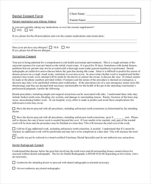 General Dental Consent Forms