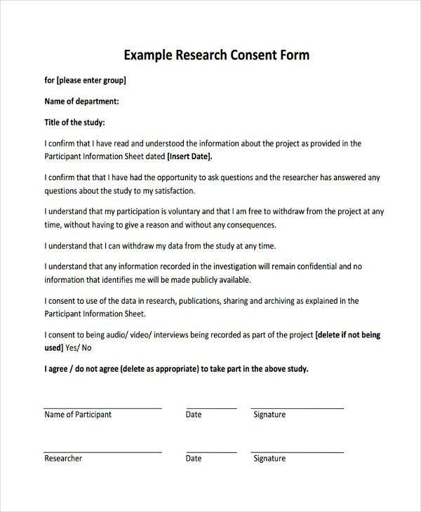 Consent Form For Quantitative Research