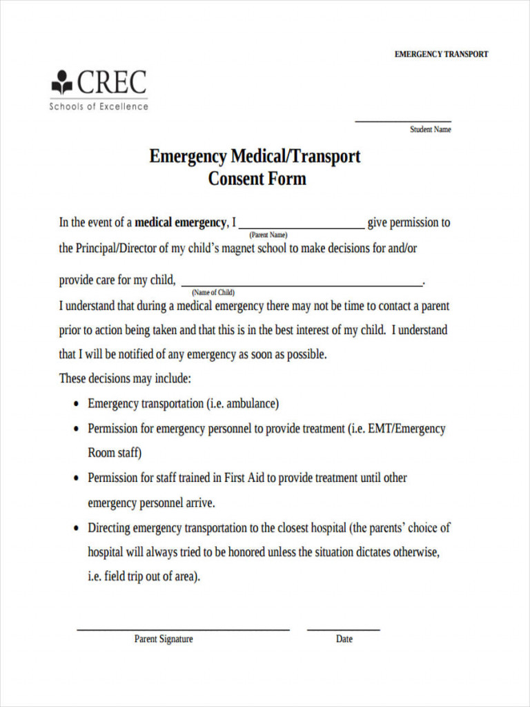 Transportation Consent Form