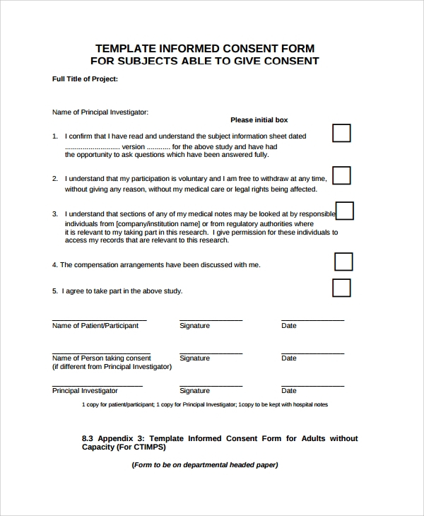 Consent Form For Quantitative Research