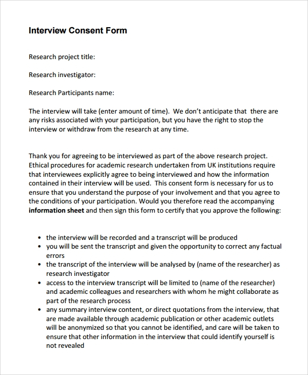 consent form for research interview