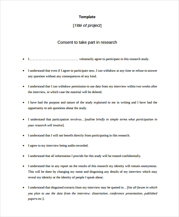 simple consent form for research interview