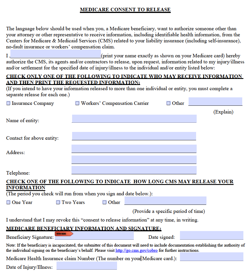 Cms Consent To Release Form Fillable Printable Forms Free Online 8392