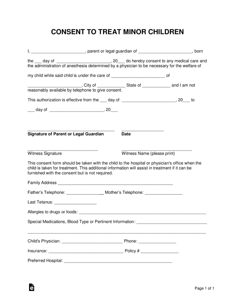 Research Consent Form For Minors