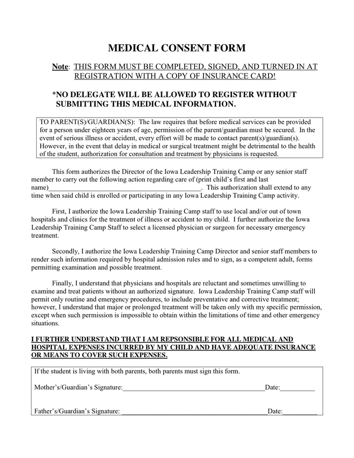 General Consent Form In Hospital