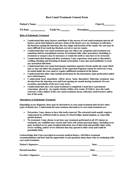 Root Canal Treatment Consent Form