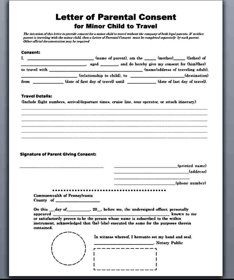 Letter Of Consent Form