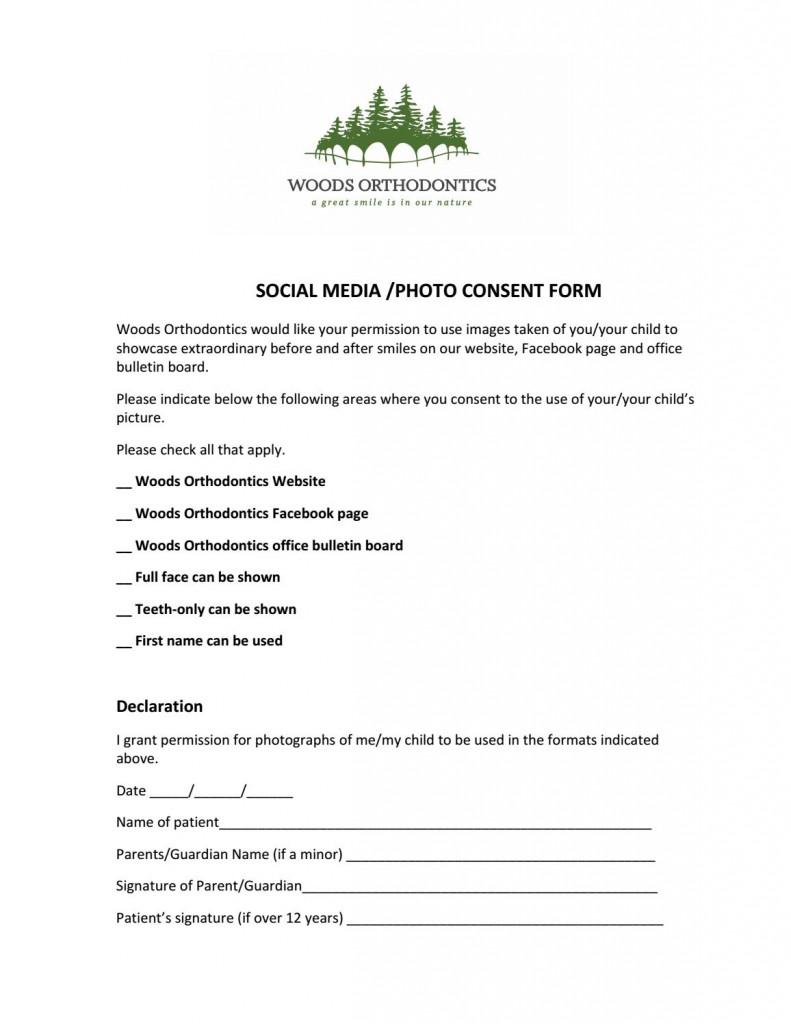 Social Media Consent Form For Dental Patients