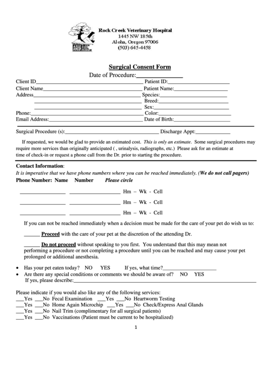 Surgical Consent Form