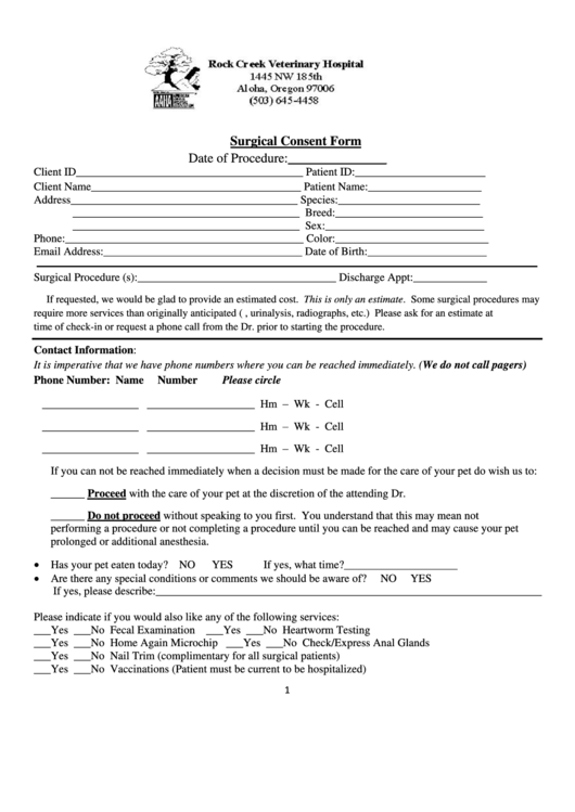 Surgical Consent Form Pdf