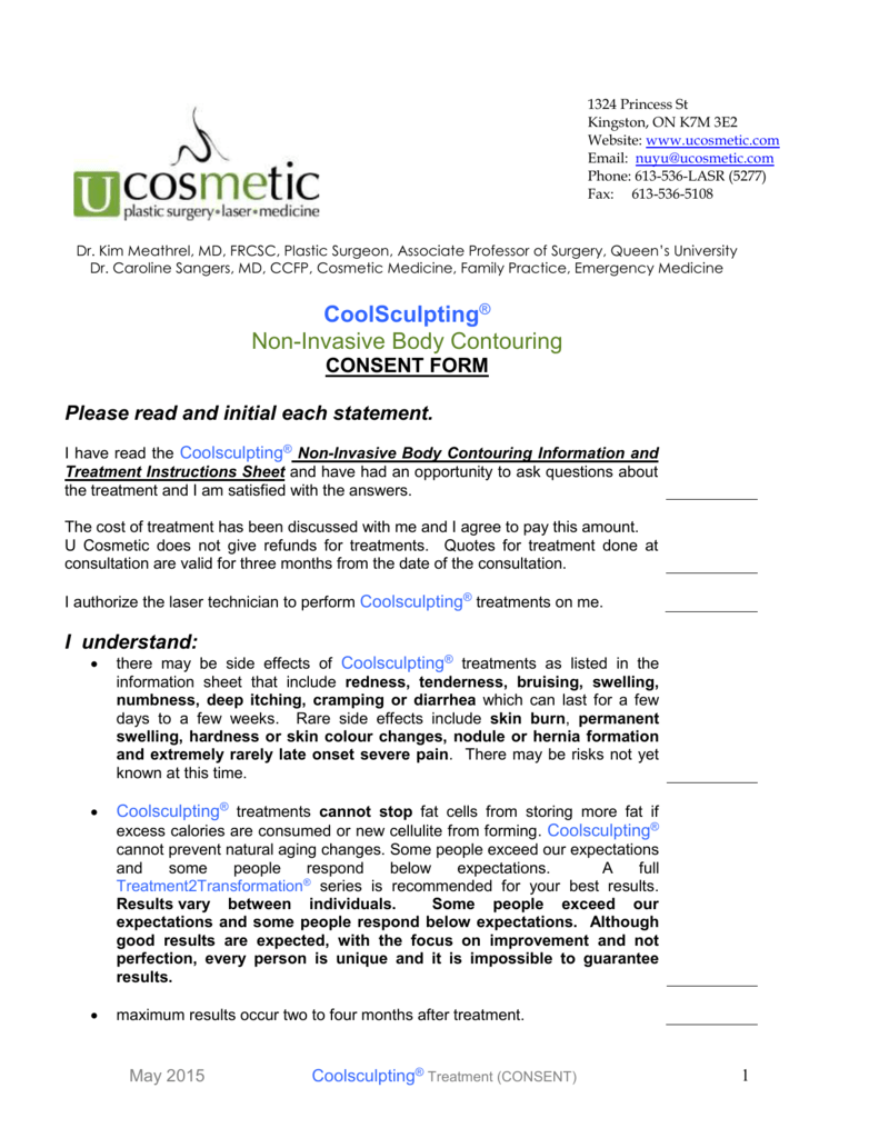 Coolsculpting Consent Form