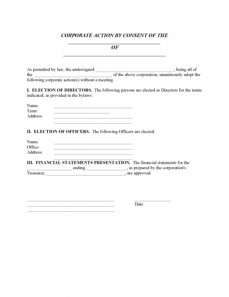 Unanimous Consent Form