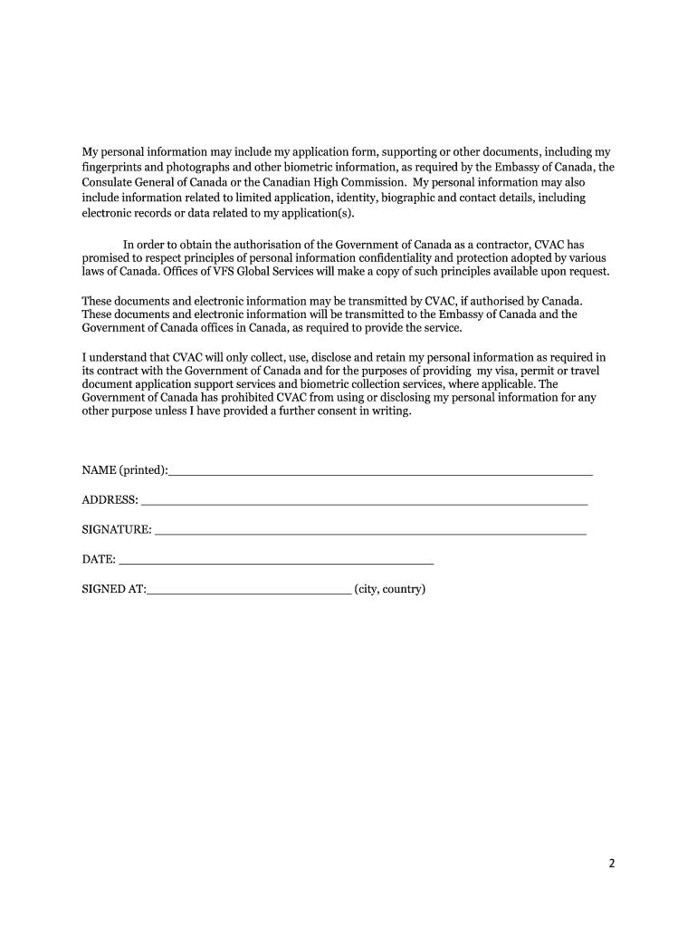 VFS Canada Consent Form Download