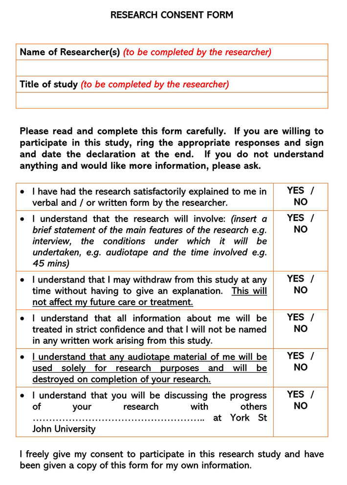 Importance Of Consent Form In Research