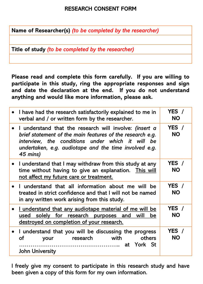 Importance Of Consent Form In Research Printable Consent Form