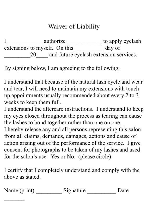 Eyelash Tint Consent Form