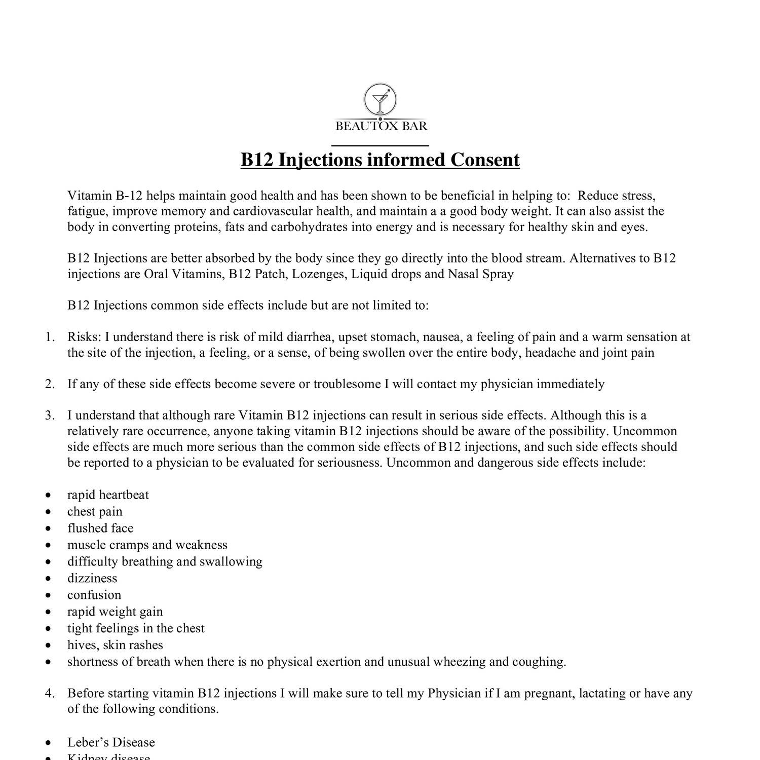 Injection Consent Form Printable Consent Form 0225