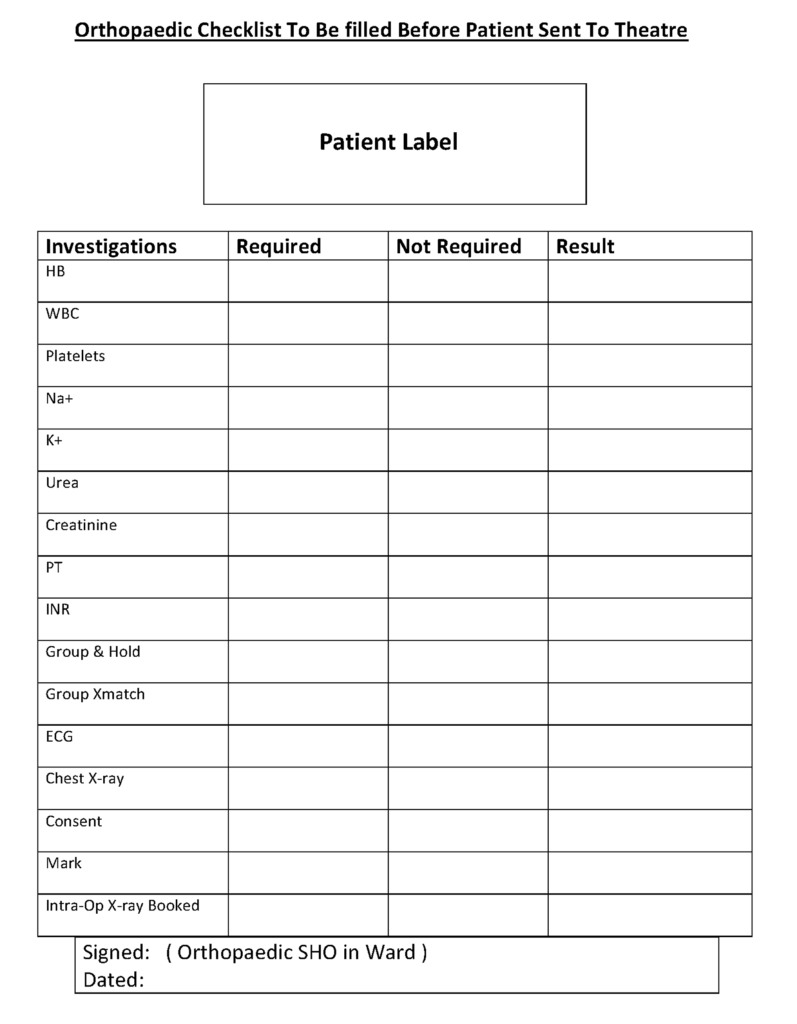 Preoperative Consent Form