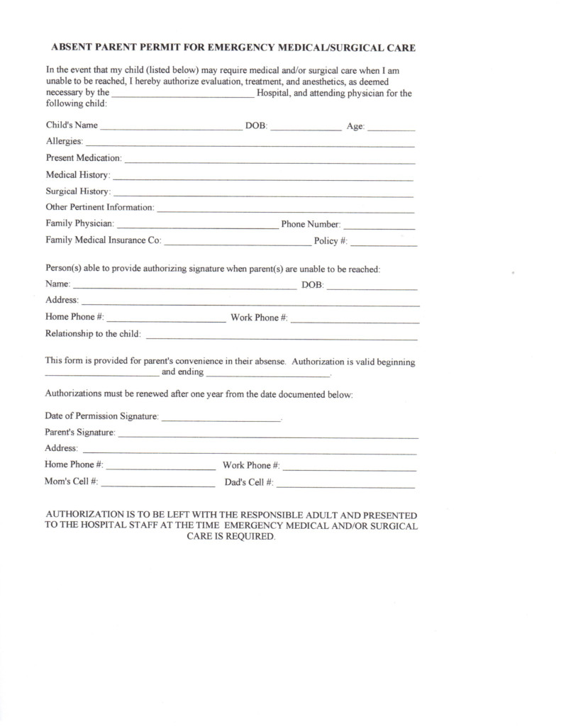 Allergy Consent Form