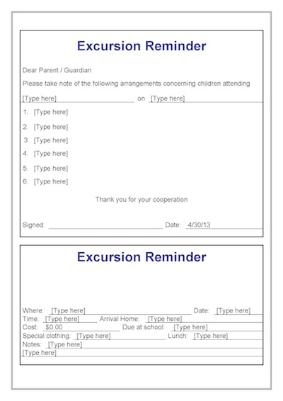 Excursion Consent Form