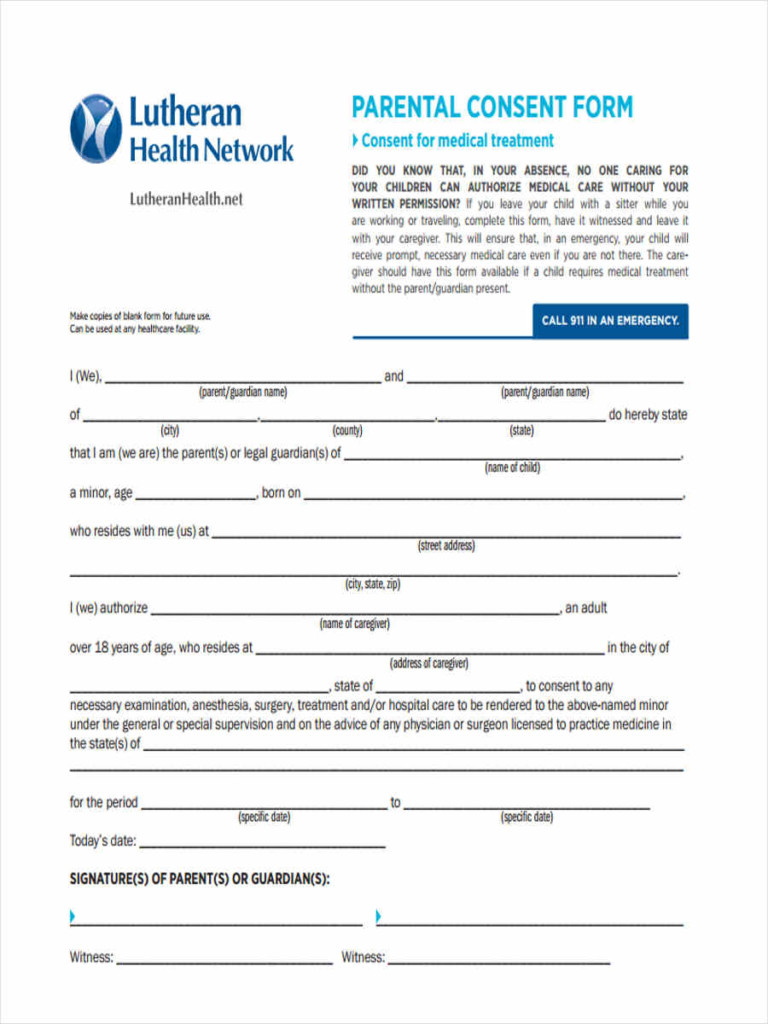 Parental Consent Form For Nails