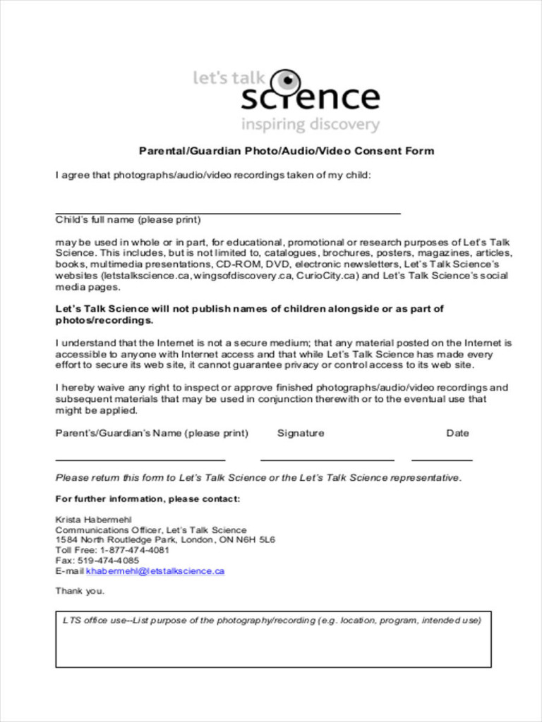 Mcdonalds Parent Consent Form