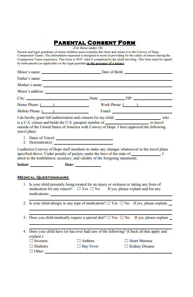 Notarized Child Travel Consent Form