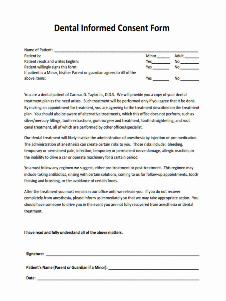 Consent To Treatment Form Pdf
