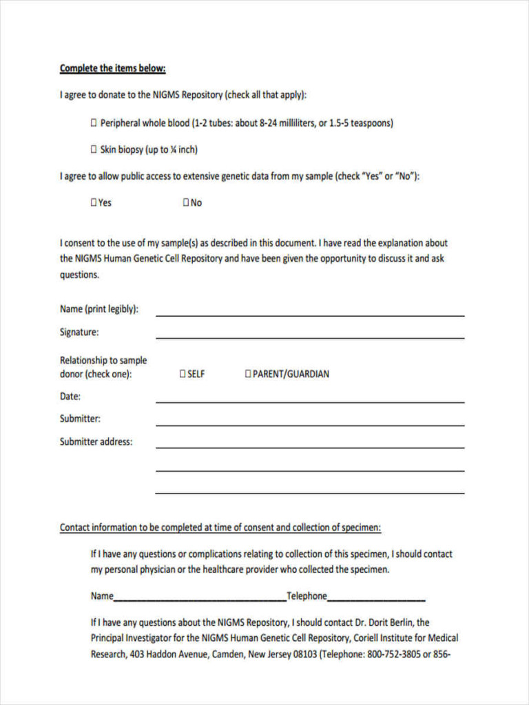Example Of Informed Consent Form For Research