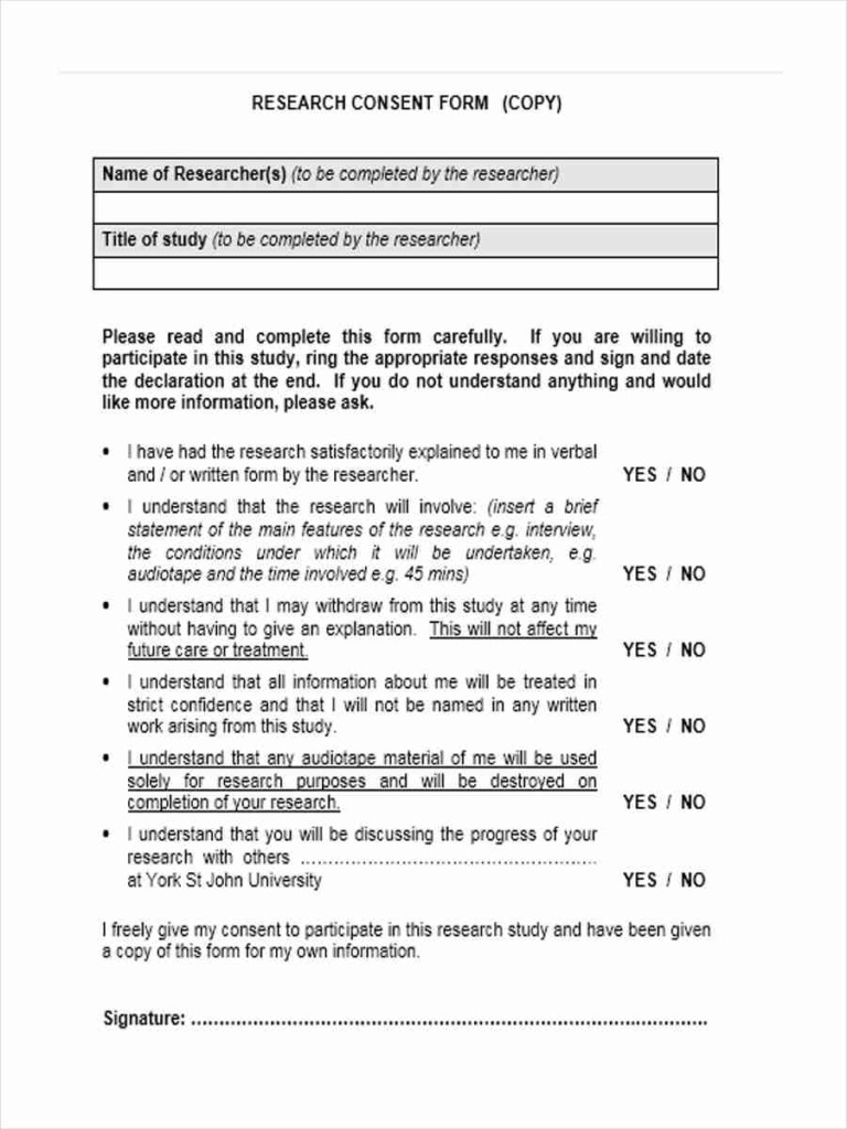 Sexual Consent Form Template