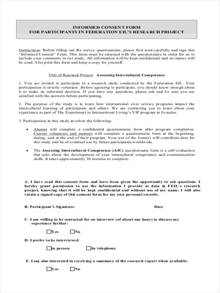 Informed Financial Consent Form