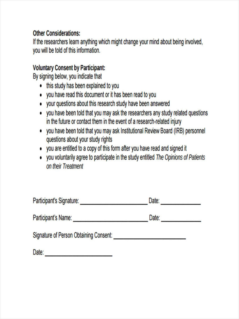 Informed Consent Form For Research Study