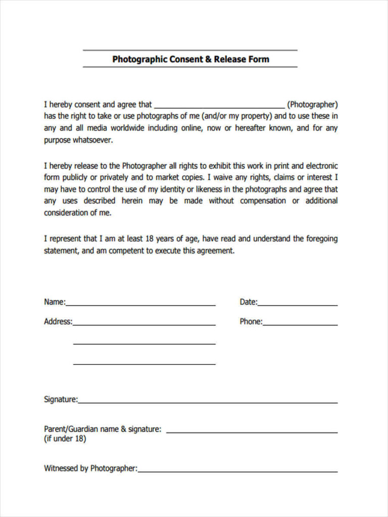 Talent Consent And Release Form Pdf