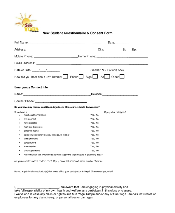 Questionnaire Consent Form