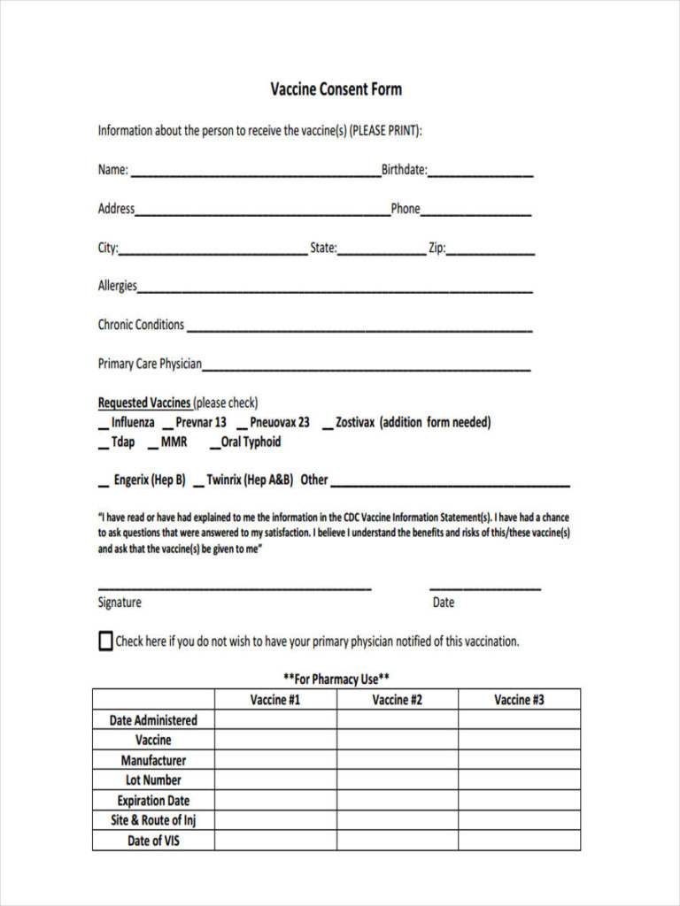 VAC Consent Form For Canada