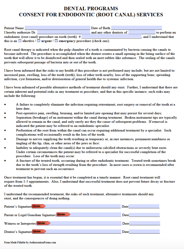 Dental Implant Consent Form Template