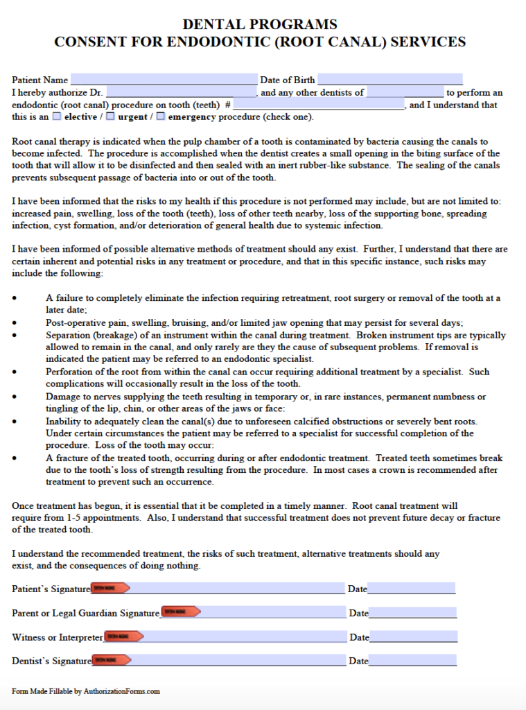 Orthodontic Debond Consent Form