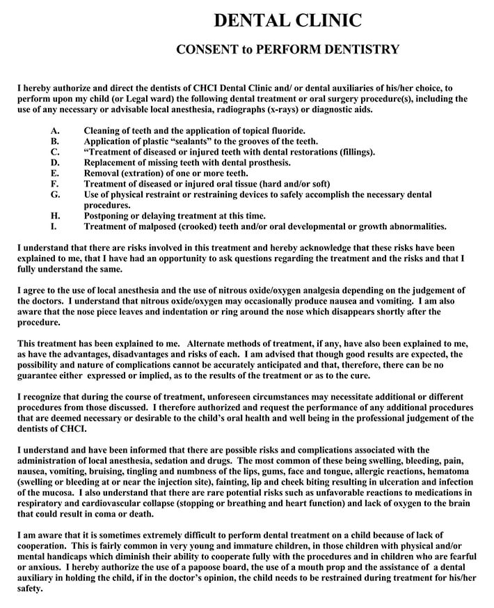 Orthodontic Debond Consent Form