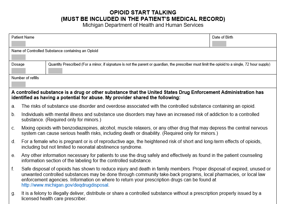 Start Talking Consent Form Michigan Adults