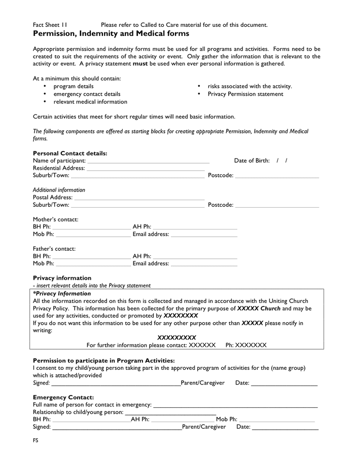 Consent Form For Emergency Medical Treatment